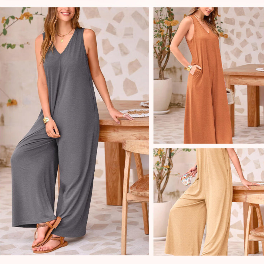 Andy - Classic V-Neck Jumpsuit