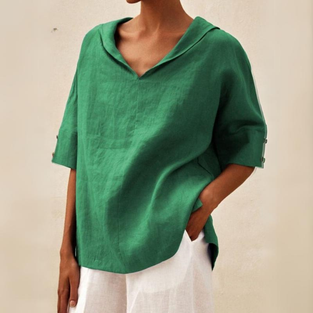 Jasmine | Women's V-Neck Casual Linen Shirt