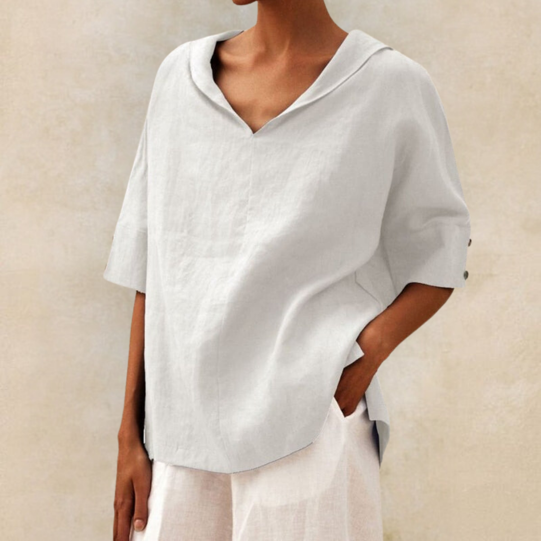 Jasmine | Women's V-Neck Casual Linen Shirt