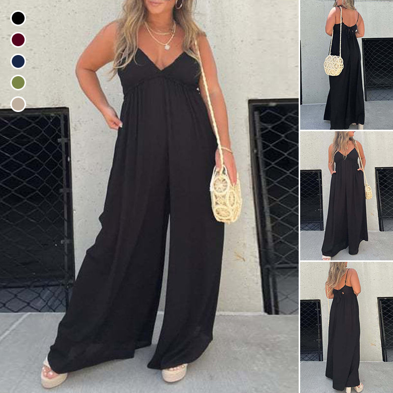 Jeca | V-Neck Effortless Wide Leg Jumpsuit