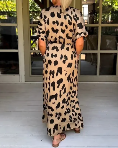 Amber | flowing leopard dress with pockets