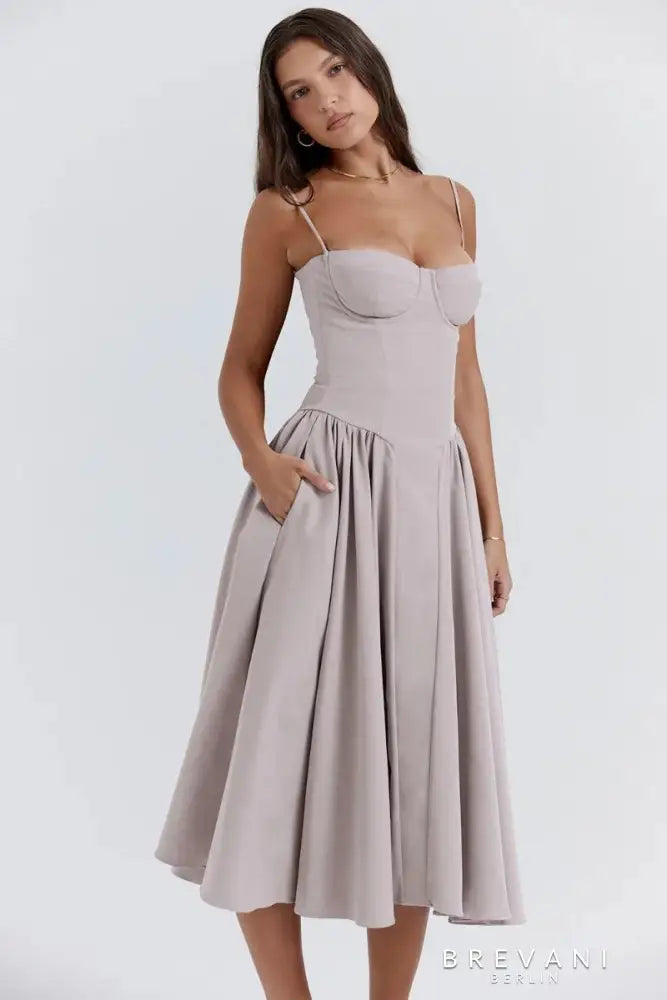 Ellie | Sleeveless Corset Midi Dress