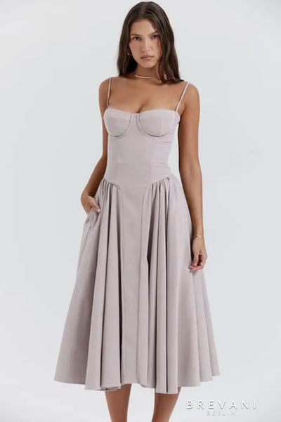 Ellie | Sleeveless Corset Midi Dress