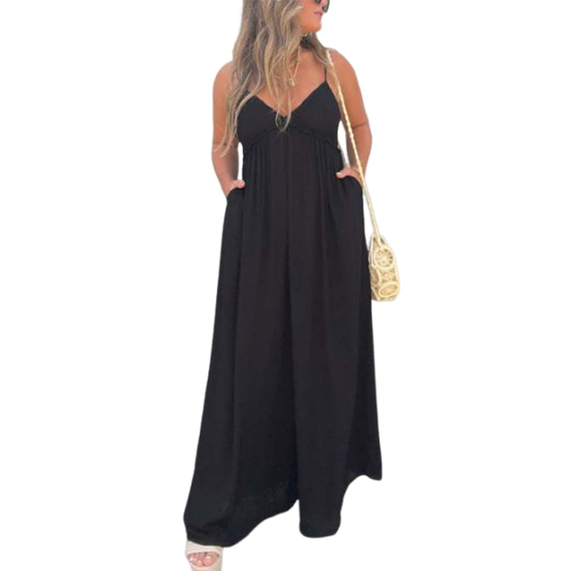 Jeca | V-Neck Effortless Wide Leg Jumpsuit